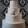 Scroll Pattern White Wedding Cake