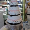 Pink and Black Ribbon Wedding Cake