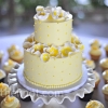 Yellow Abstract Flower Wedding Cake