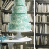 Aqua and White Marbleized White Chocolate Wedding Cake