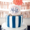 Coral and Blue Nautical Wedding Cake