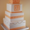 Eyelet and Pearl Peach Wedding Cake