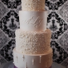Pearl Encrusted Wedding Cake with Monogram