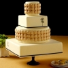 Square Minimalist Macaron Wedding Cake