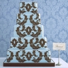 Blue Damask Wedding Cake