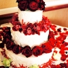 Wedding Cake with Red Roses and Orchids