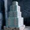 Blue and White Wedding Cake