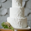 White Wedding Cake with Feathers