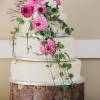 White Wedding Cake with Fresh Flowers