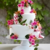 Elegant White Cake with Fresh Flowers