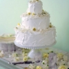 White Wedding Cake with Fresh Flowers