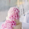 White Wedding Cake with Pink Flowers