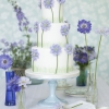 Wedding Cake with Purple Flowers