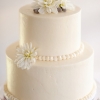 White Wedding Cake with Fresh Flowers