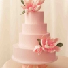 Pink Wedding Cake with Flowers
