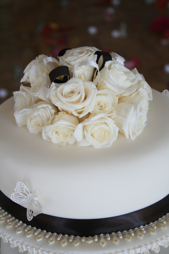 Cream Rose Wedding Cake Topper
