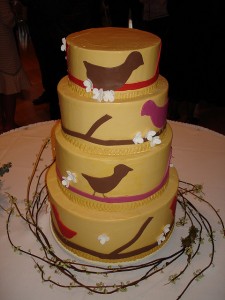 modern bird wedding cake