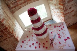Cake with Roses and ribbon