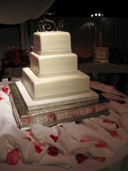 Rhinestone trimmed cake