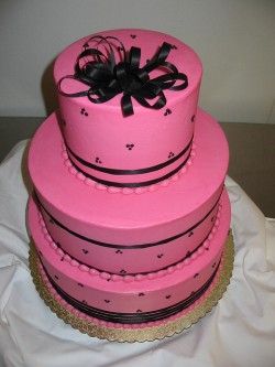 pink and black wedding cake
