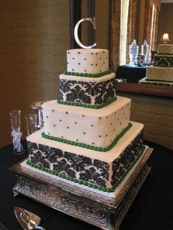 Black and Green Damask