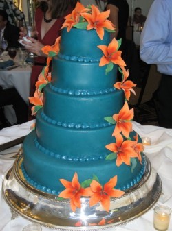 Blue and Orange Lily Cake