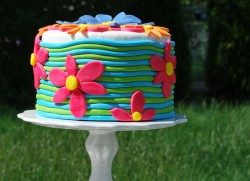 Bright floral fondant cake