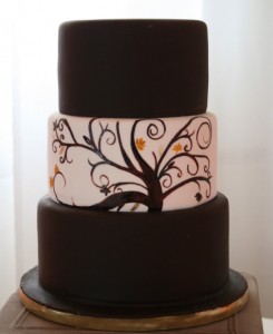 Chocolate and Autumn Tree Wedding Cake