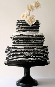 Black and White ruffle wedding cake
