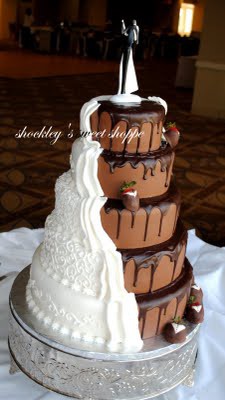 Half White Half Chocolate Wedding Cake A Wedding Cake Blog