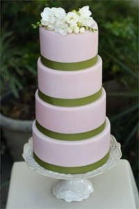 Pink and Sage Wedding Cake