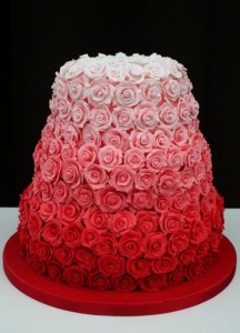 Pink ombre roses cake