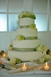 Sage and White Wedding Cake