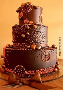 Copper and Chocolate Wedding Cake