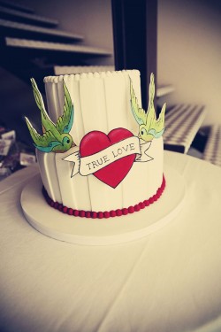 Hand painted tattoo wedding cake