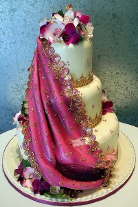 Sari inspired wedding cake
