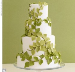 Green leaves wedding cake