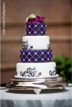 Purple and White Wedding Cake