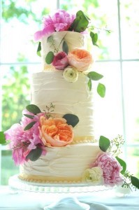 Pink and Orange Peony Cake