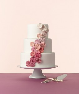 Ombre Pink Pleated Pinwheel Wedding Cake