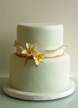Plumeria and Ruffles Wedding Cake