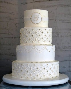 White Monogram Cake2