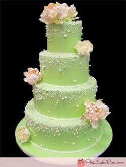 green peony and pearl cake