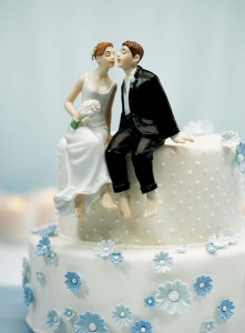 sitting bride and groom cake topper