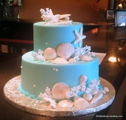 Teal Seashell Wedding Cake