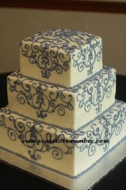 Blue Scrolls Wedding Cake