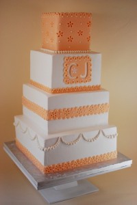Peach Eyelet Wedding Cake