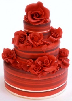 red wedding cake