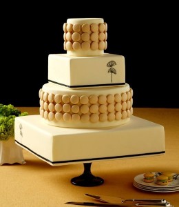 Square Minimalist Macaron Wedding Cake