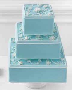 Tiffany Blue Wedding Cake with White Flowers